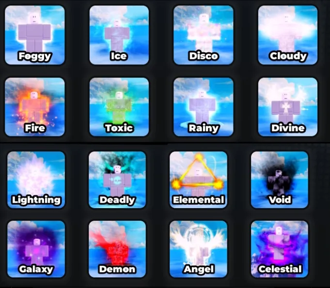 Noob Incremental Aura list near the Golden Dice roll system